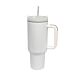 Gobelet thermos en inox 1,2 L sublimable – Blanc brillant avec anse et paille (40oz)