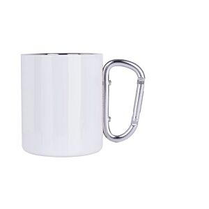 Mug Métal Blanc Anse Mousqueton Argent