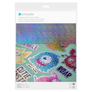 8 FEUILLES ADHESIVES IMPRIMABLES POIS HOLOGRAPHIQUES