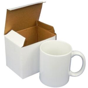 36 Mugs Blancs en céramique + boites individuelles 
